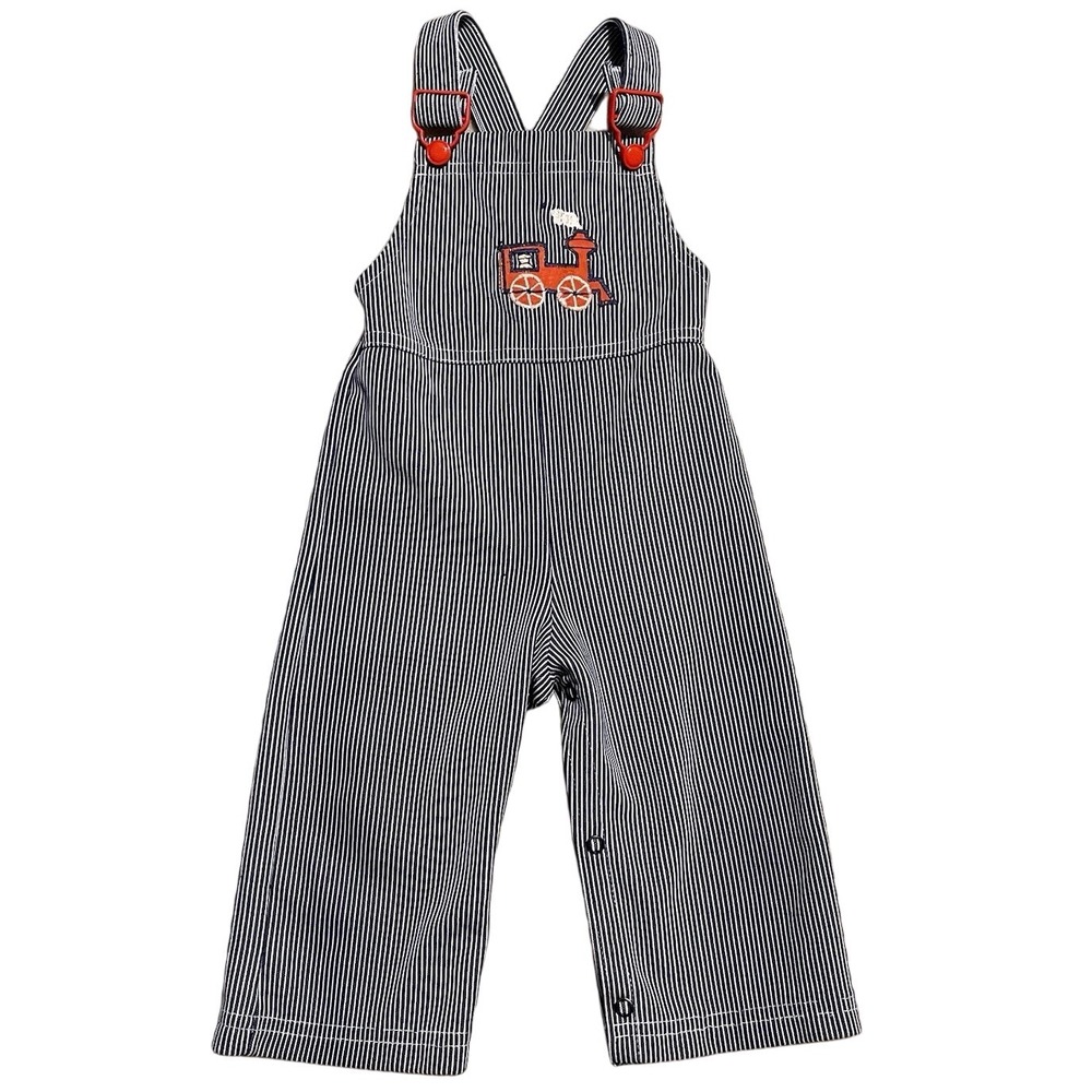Vintage Carters Boys Overalls‎ 18 Months Blue Stripe Train Conductor Made in USA